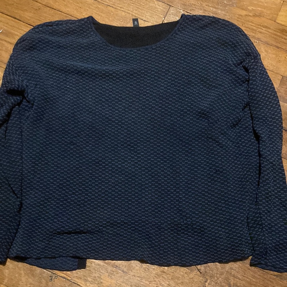 Eileen Fisher sweater with open/layered back, size M
